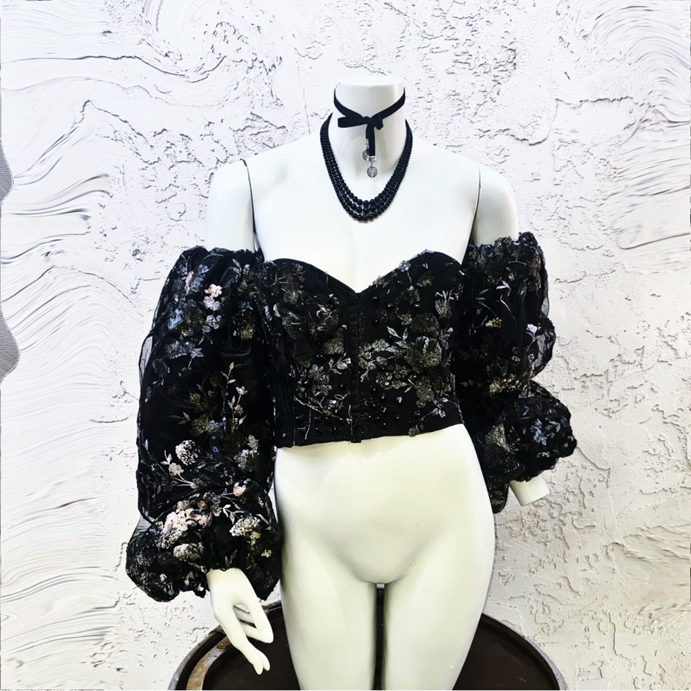 Black corset and and sleeve set